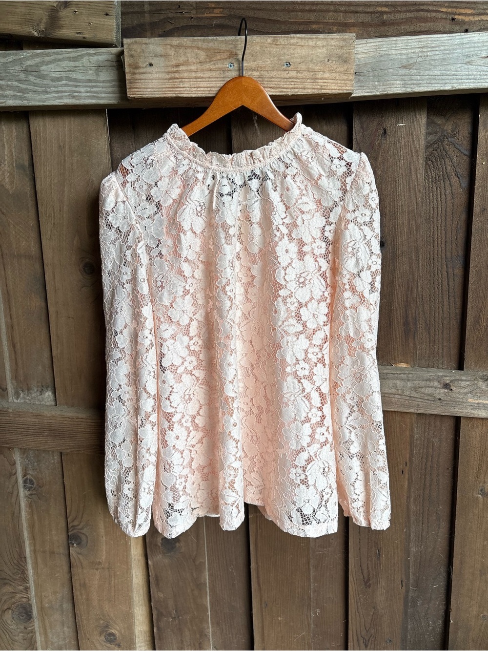 NWT cloth and portrait blush pink lace feminine romantic boho blouse